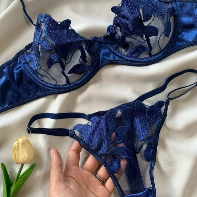 Ensemble 2pcs en dentelle Bleu